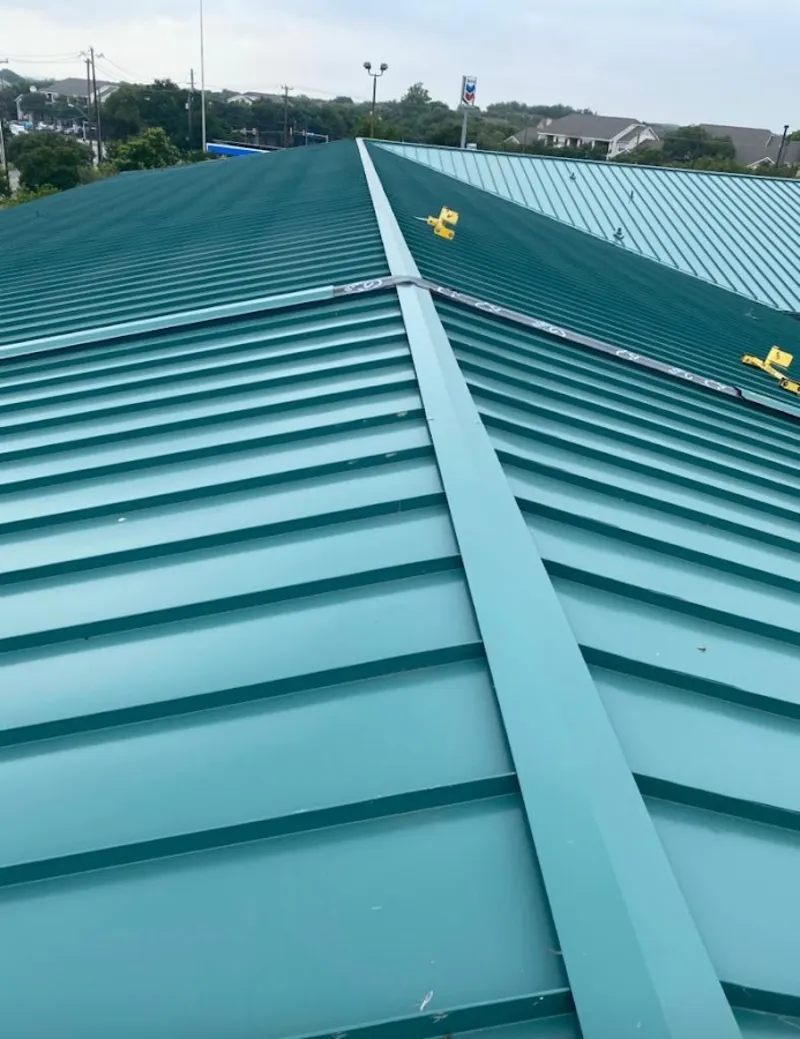 Green commercial metal roof ridge and valley for Metal Roof Repair in Raton